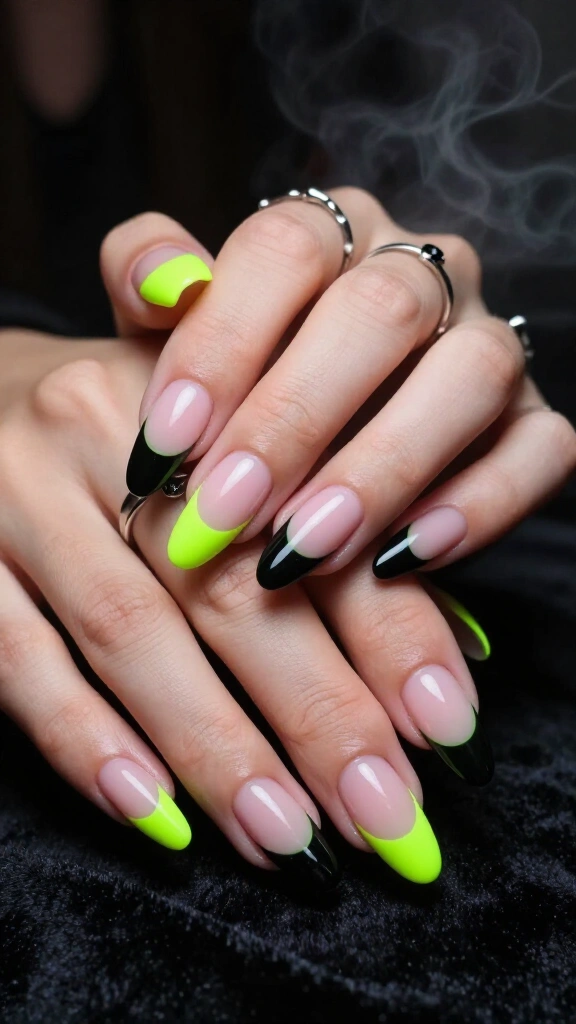 Toxic Neon French Tips
