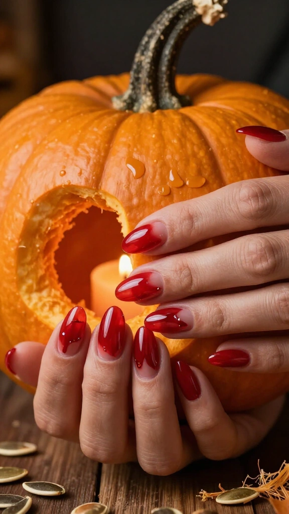 Blood-Drip Jelly Nails on Hard Gel