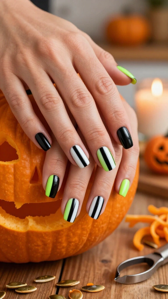 Beetlejuice Neon & Black Pinstripes