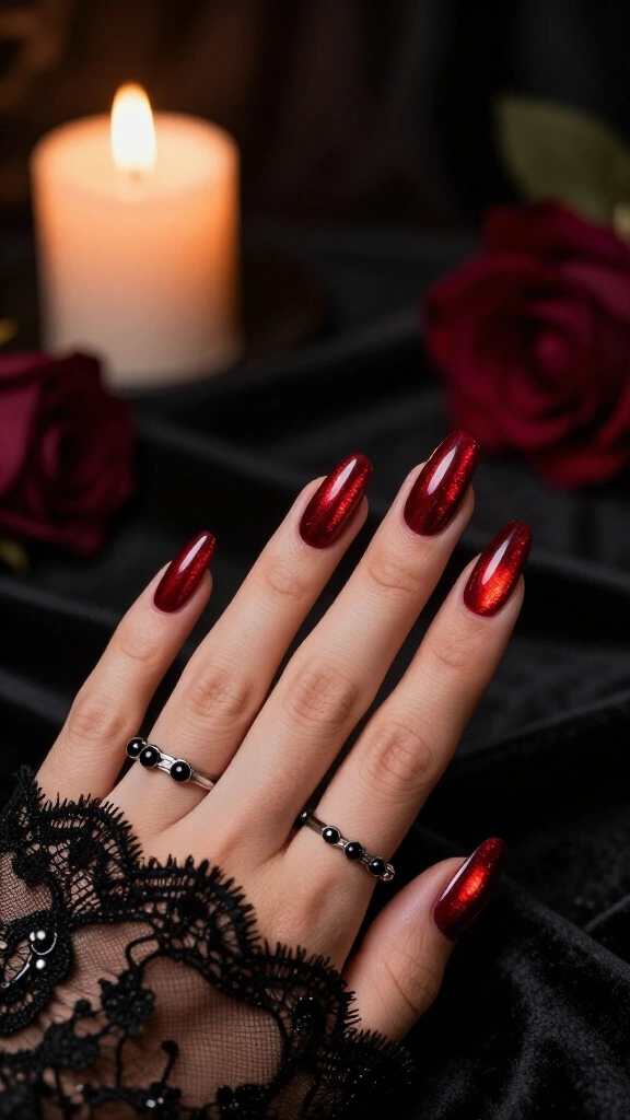Red Jelly Cat-Eye Nails
