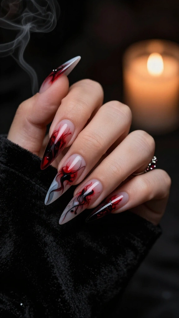 Bloody Marbled Smoke Nails
