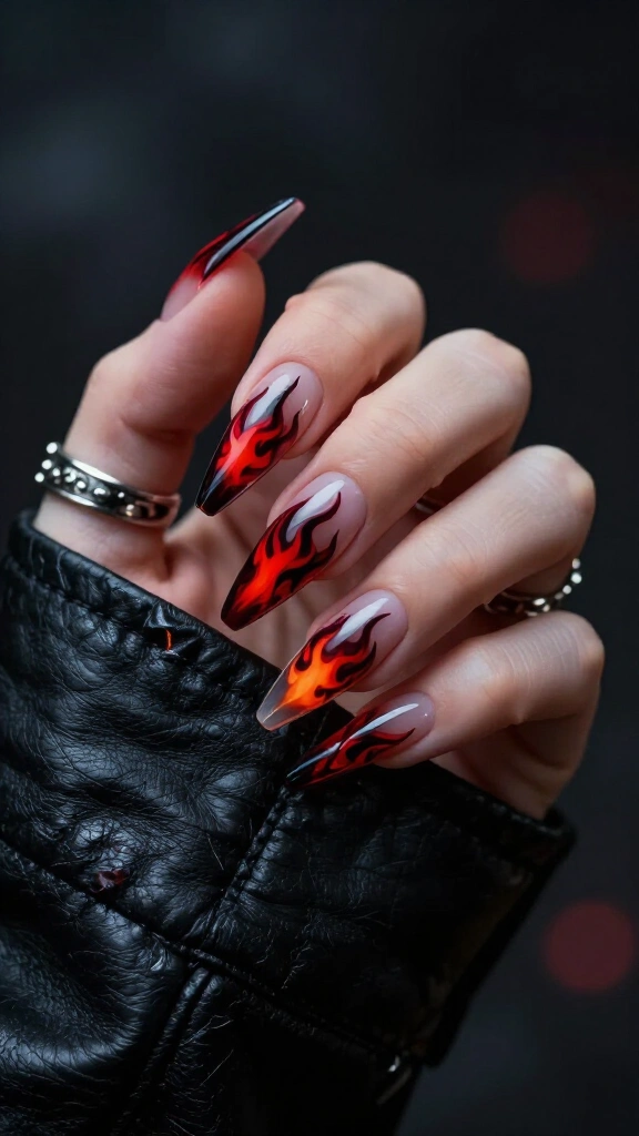Sinister Red Flames on Naked Acrylic Base