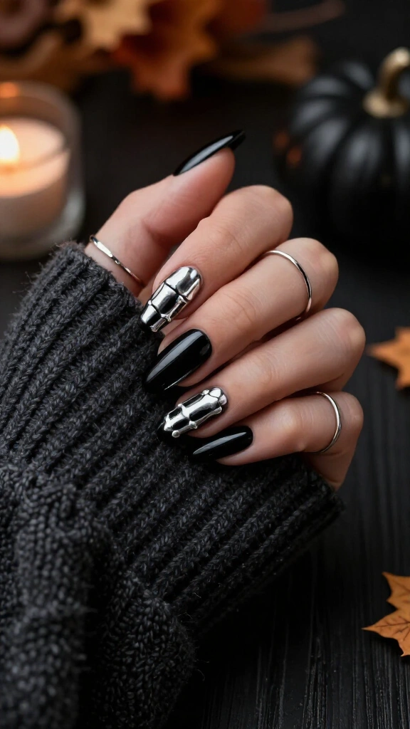 Metallic Chrome Skeleton Bones