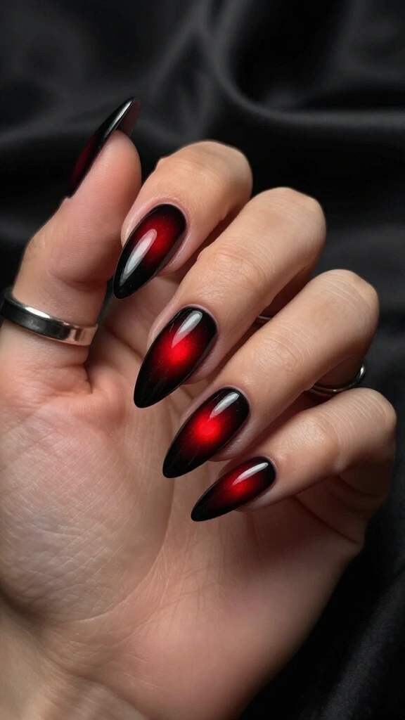Red-to-Black Aura Baddie Nails