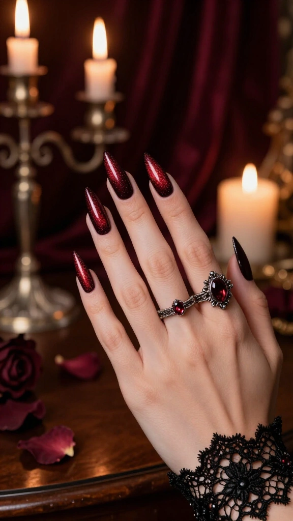 Deep Oxblood Velvet Claws