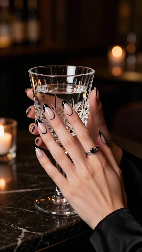 High-Shine Obsidian French Tips