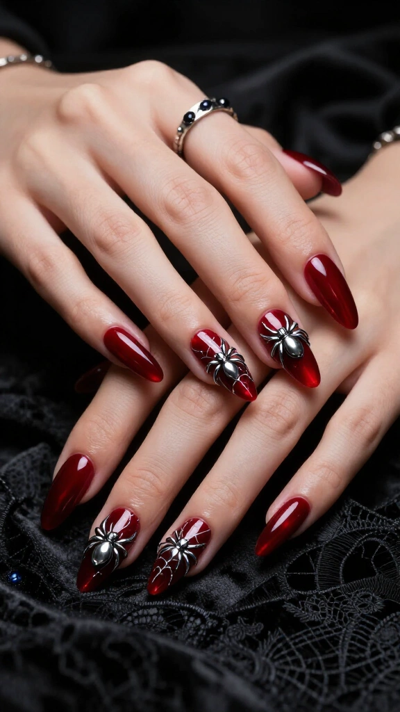 Blood-Red Jelly with 3D Chrome Spiders