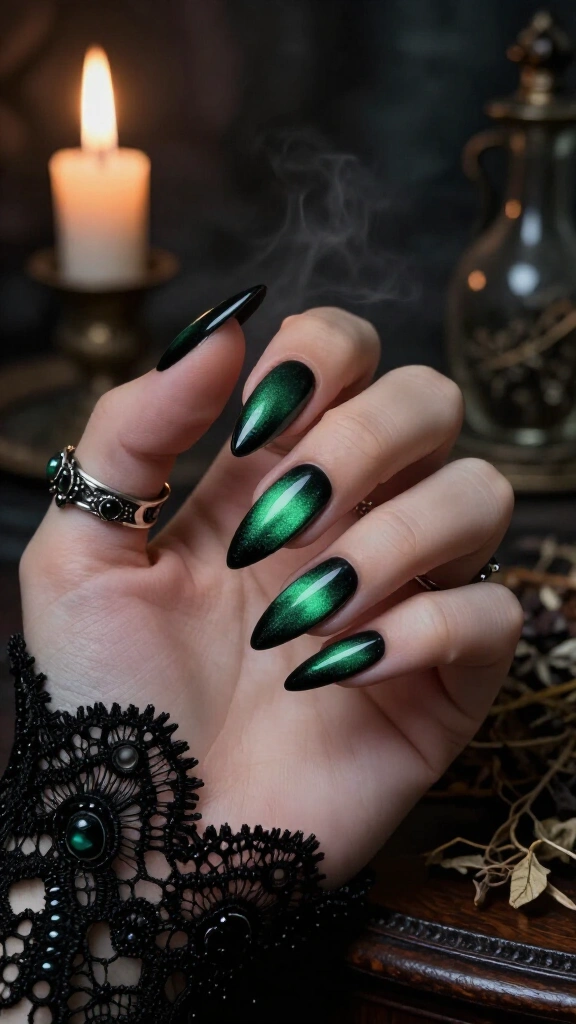 Poison Apple Green Velvet with Black Halo