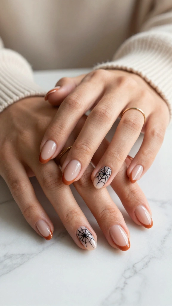 Terracotta Micro French with Spiderweb Tips