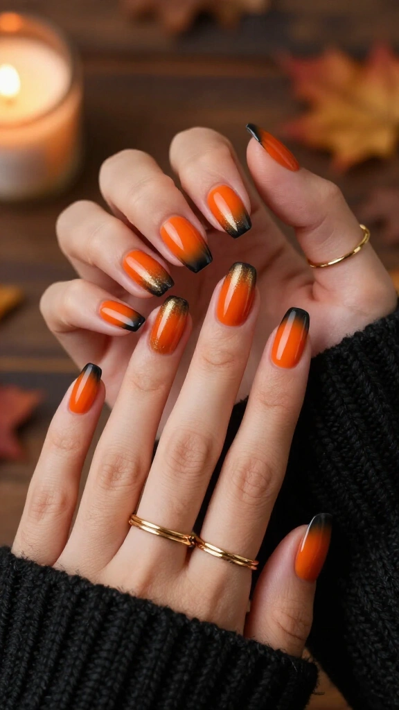 Sunset Orange Ombré with Smoked Black Edges