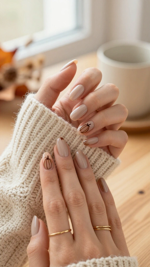 Sandy nude with micro pumpkin outlines
