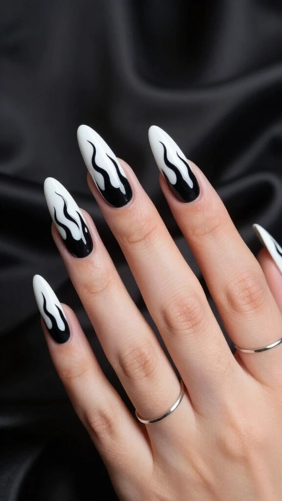 Abstract Black Flame Silhouettes