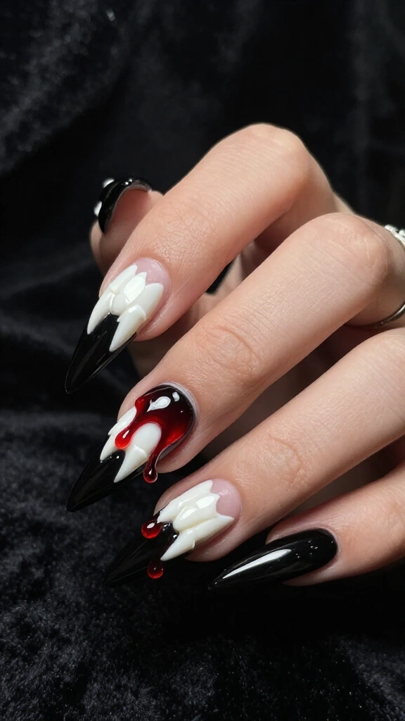 Molded Vampire Fangs and Blood Drips
