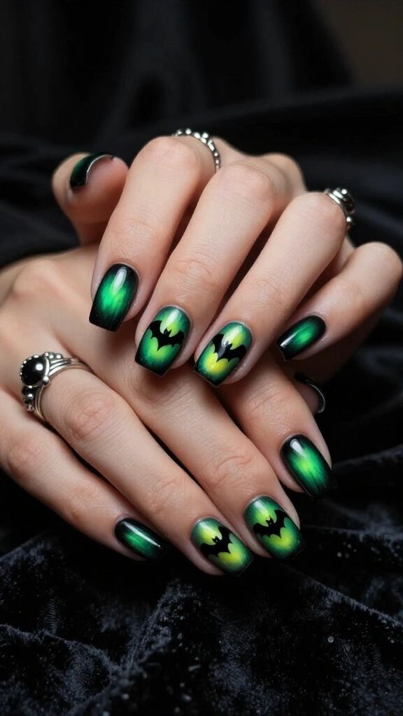 Emerald Green Aura with Tiny Bats