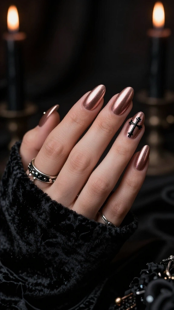 Rose Gold Gothic Crosses