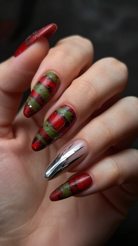 Freddy Krueger Distressed Sweater Stripes & Razor Slits