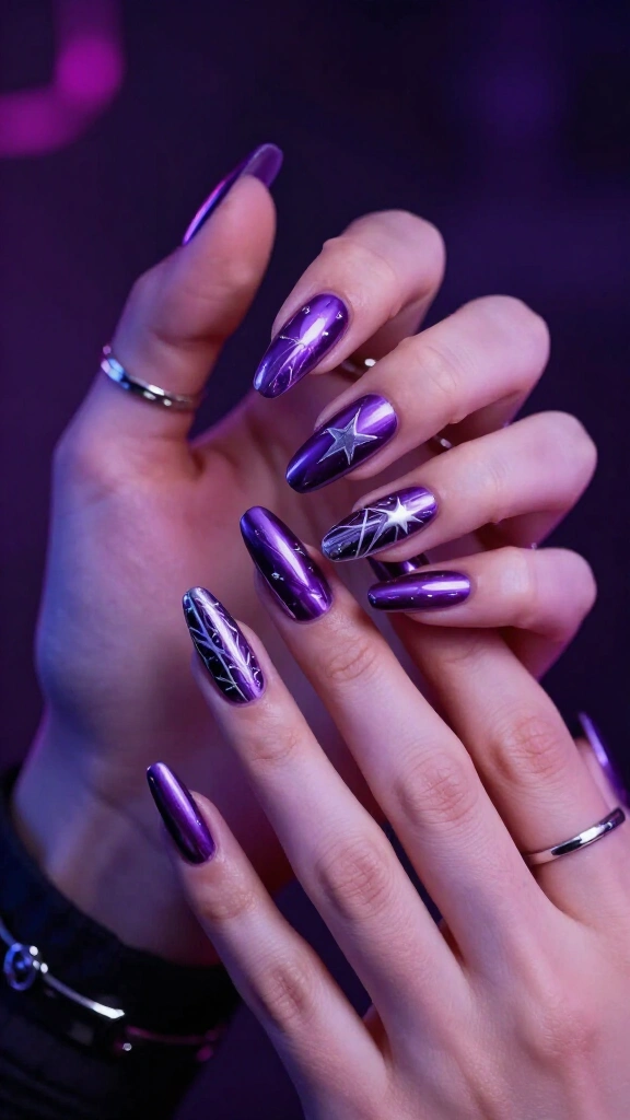 Cyberpunk Witch Purple Mirror