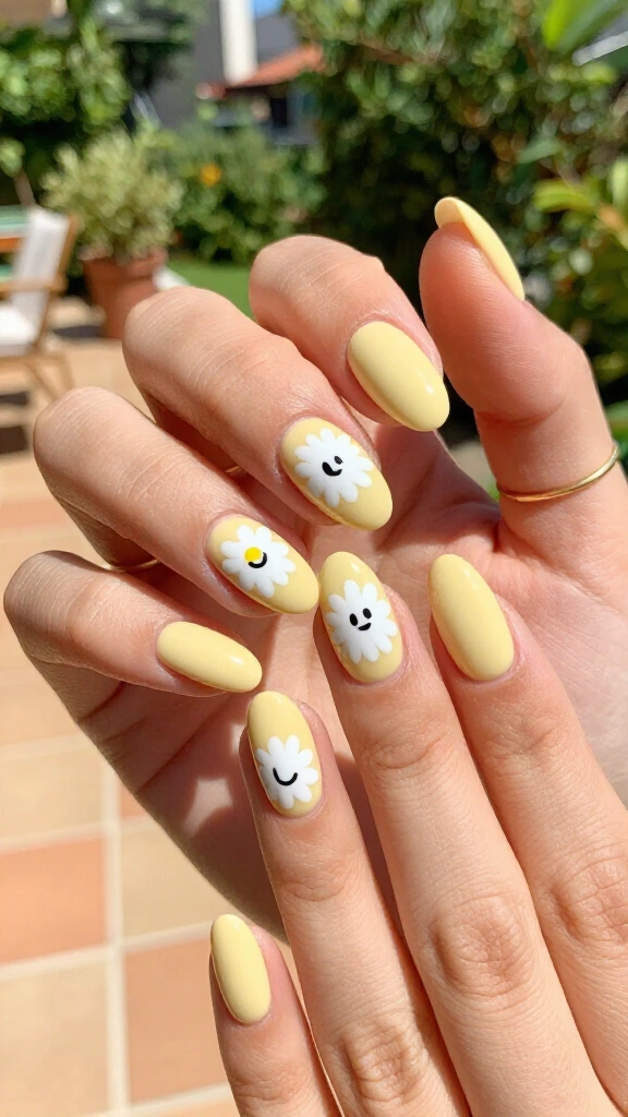 Sunny Daisy Boo Nails