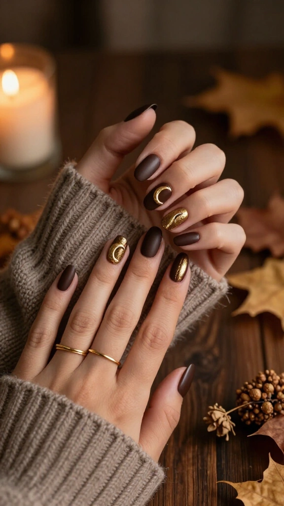 Matte Espresso with Gold Moons