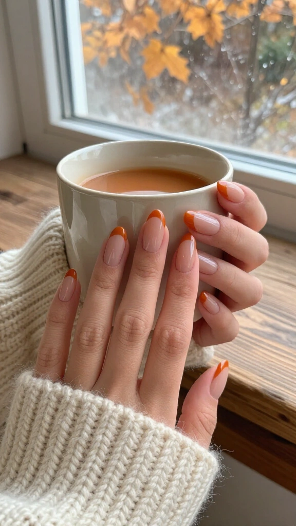 Burnt Pumpkin French Tips