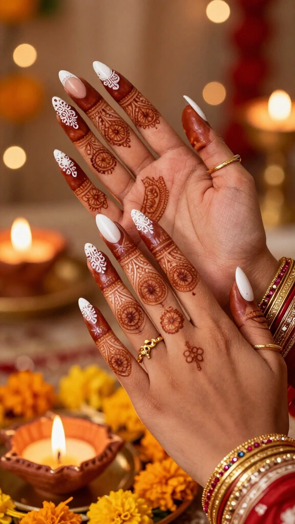 Intricate Henna-Inspired White Linework