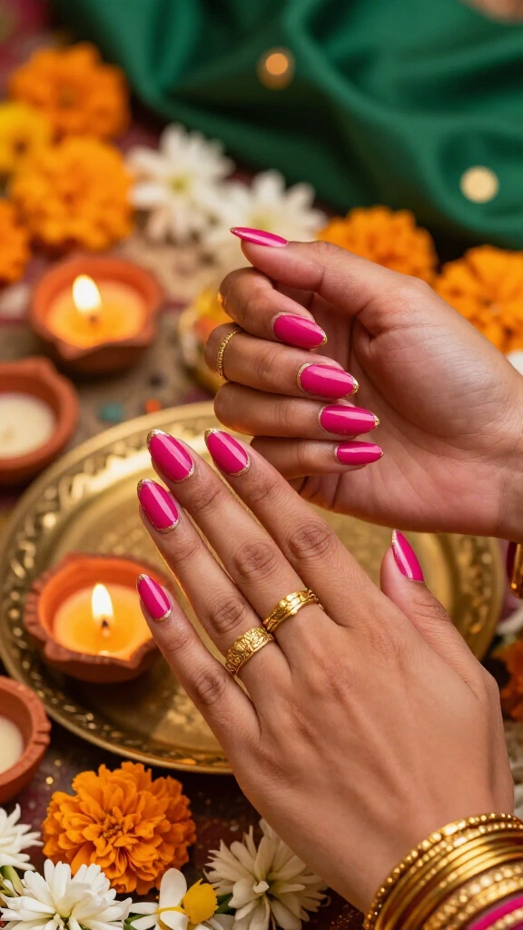 Bright Fuchsia with Zari Borders