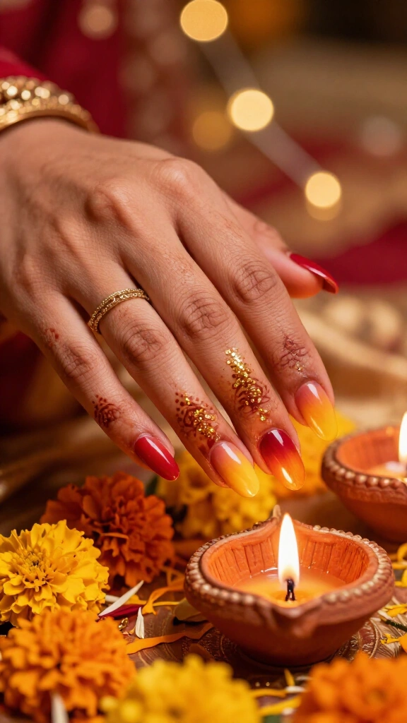 Ombre Sunset Glitter Cascade