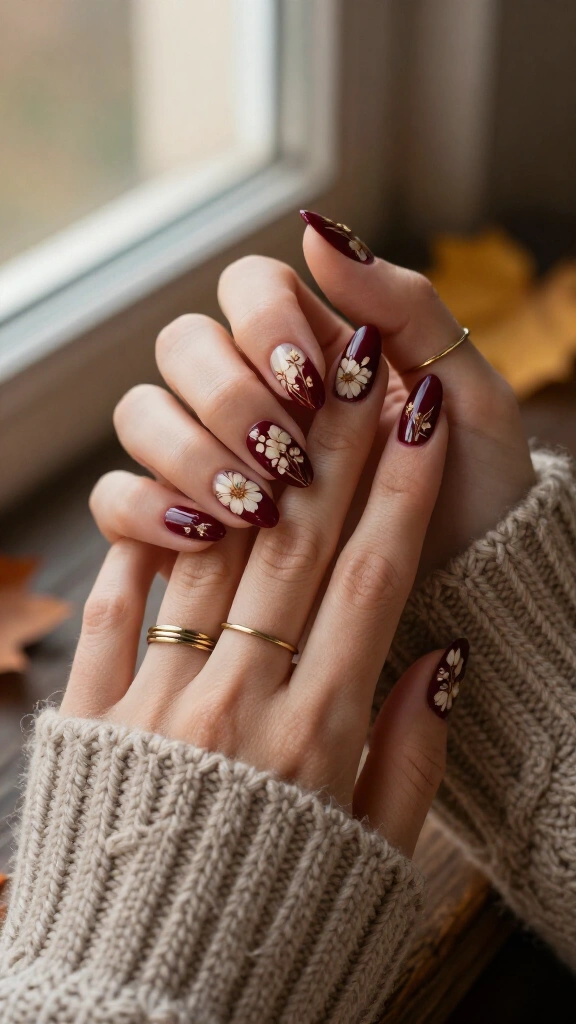 Vintage Burgundy Floral Stamp