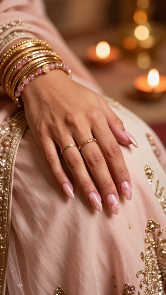 Rose Quartz Marble with Gold Veins