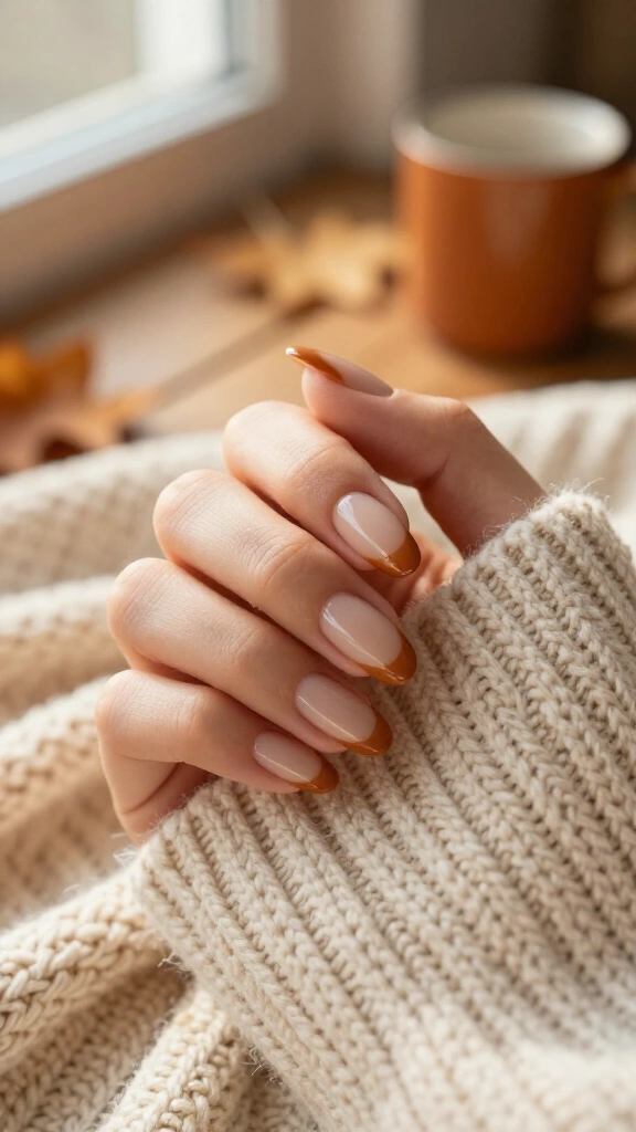 Warm Caramel French Tips