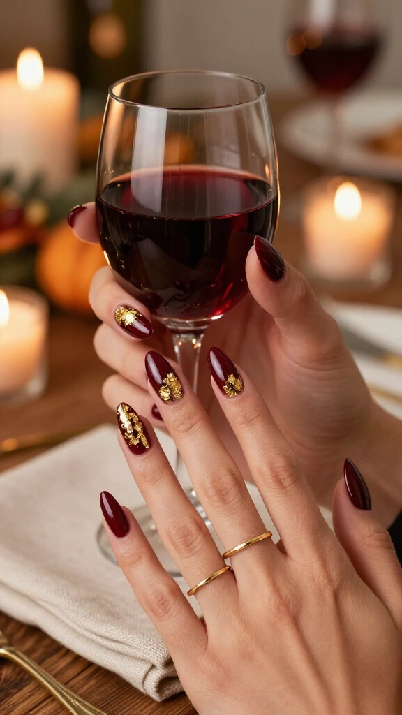Deep Cranberry & Gold Foil Almonds