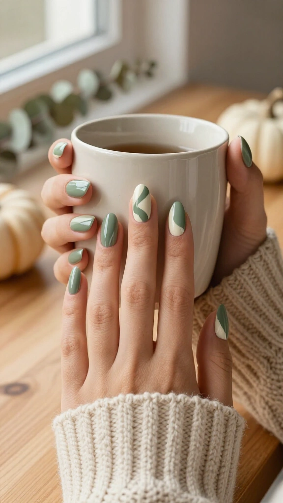 Muted Sage and Cream Swirls