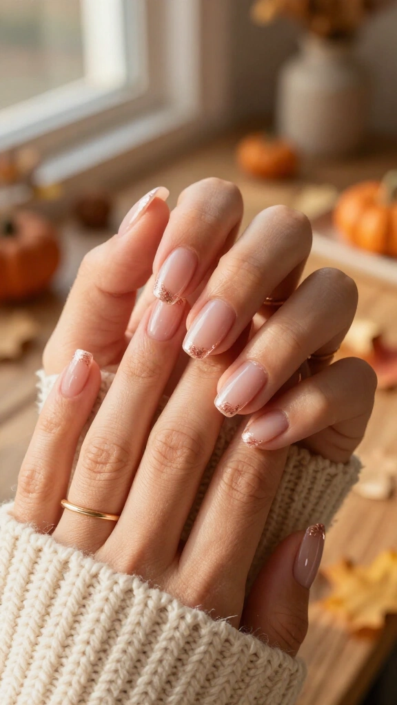 Subtle Rose Gold Shimmer Tips