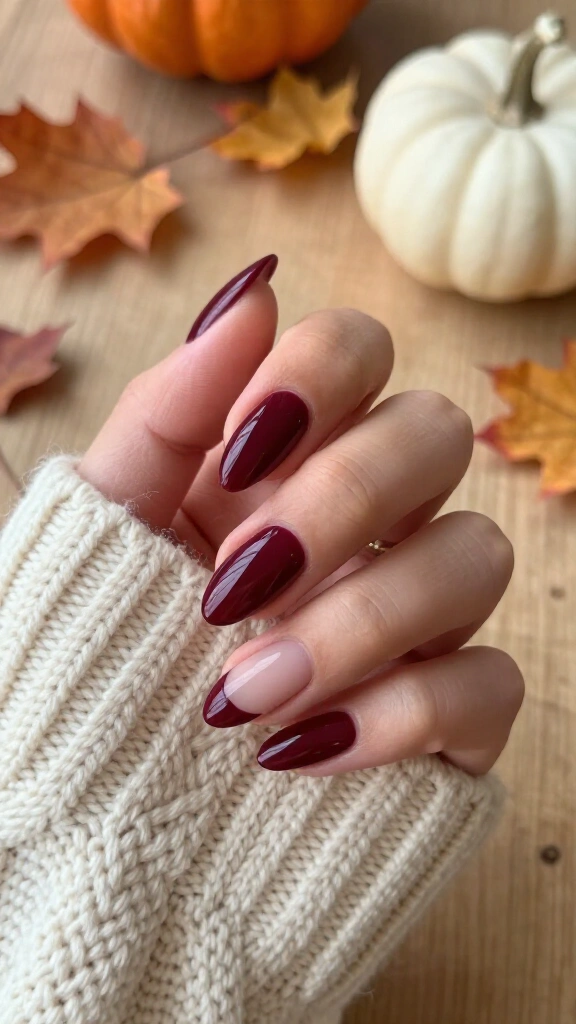 Burgundy Half-Moon Negative Space