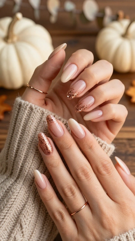 Autumn Rose Gold Glitter Fade