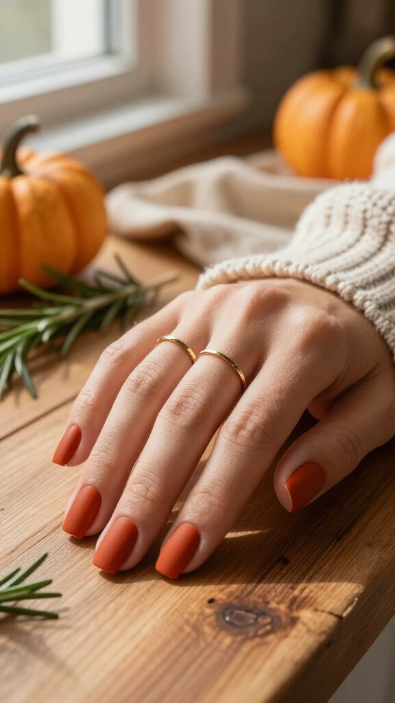 Warm Terracotta Matte Square Nails
