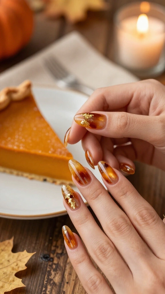 Smokey Amber Glass Jelly Nails