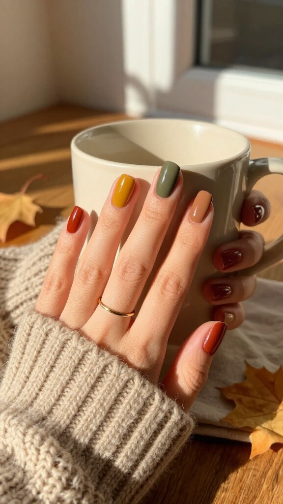 Dusty Terracotta Skittle Nails