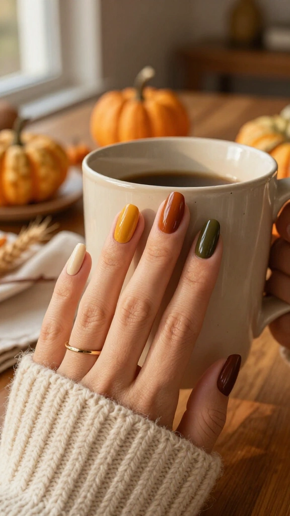 Classic Fall Neutral Skittle Mani