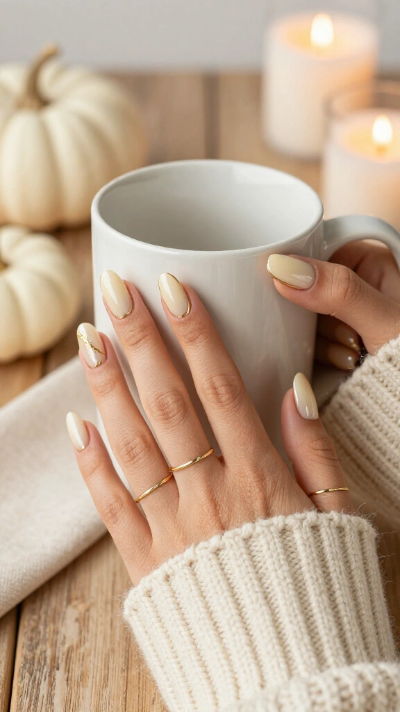 Neutral Vanilla Glaze with Gold Chrome Cuffs