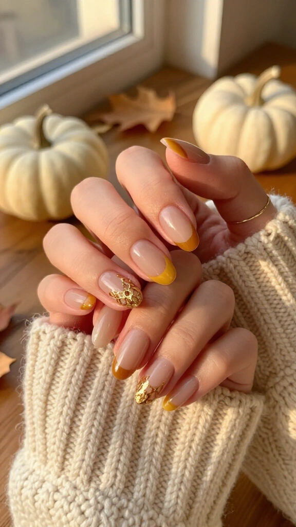 Golden Honeycomb French Tips