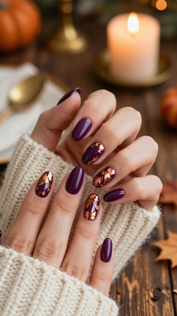 Moody Plum & Metallic Copper Leaf