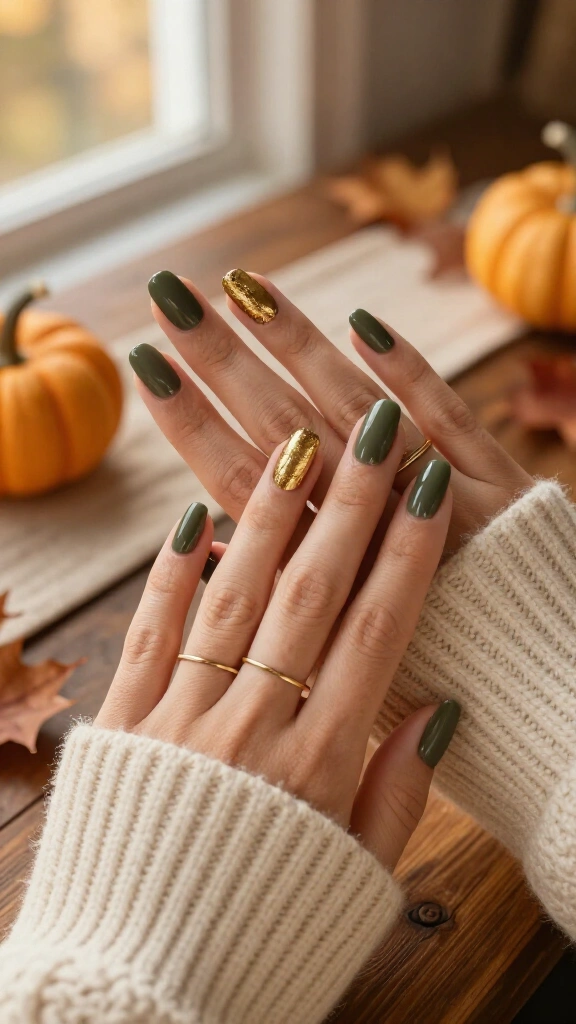 Smoked Olive Green & Gold Flakes