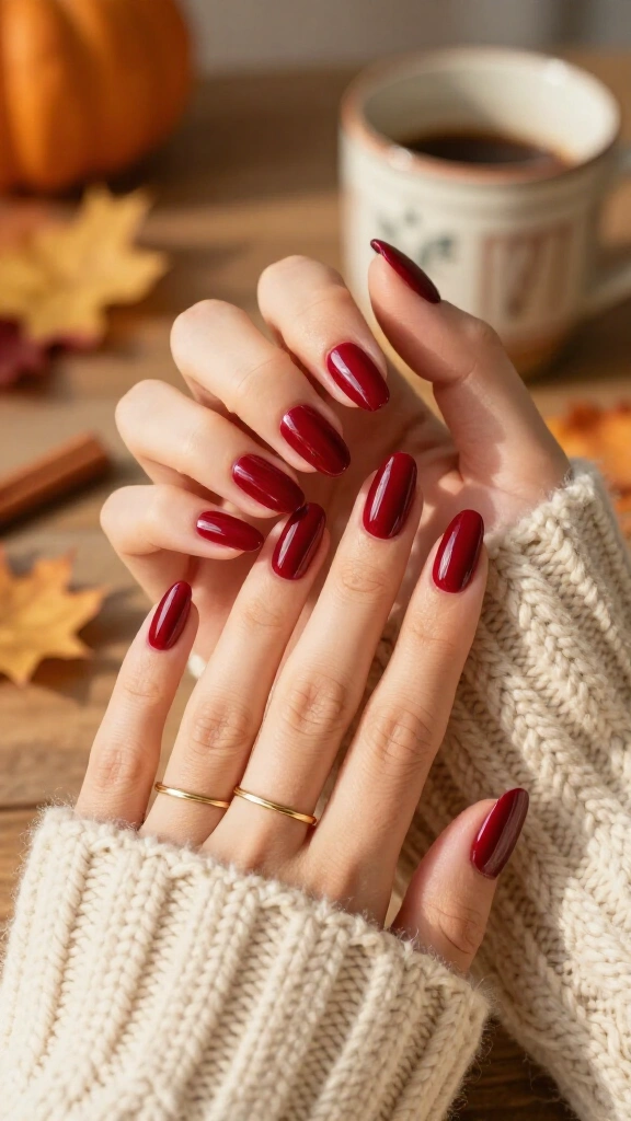 Deep Cranberry Gloss Almond Acrylics