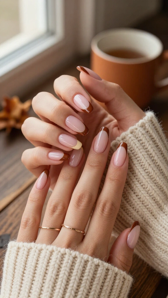 Rich Chocolate Brown French Tips