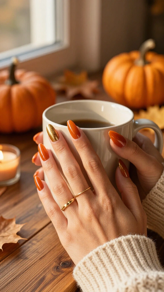 Burnt Orange to Gold Chrome Ombre