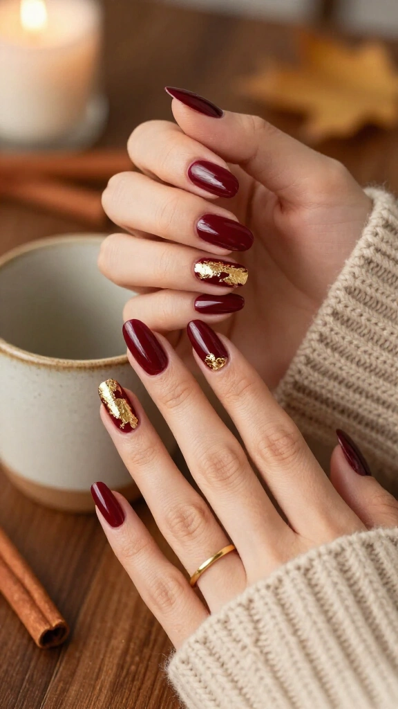 Rich Maroon with Gold Leaf Foil