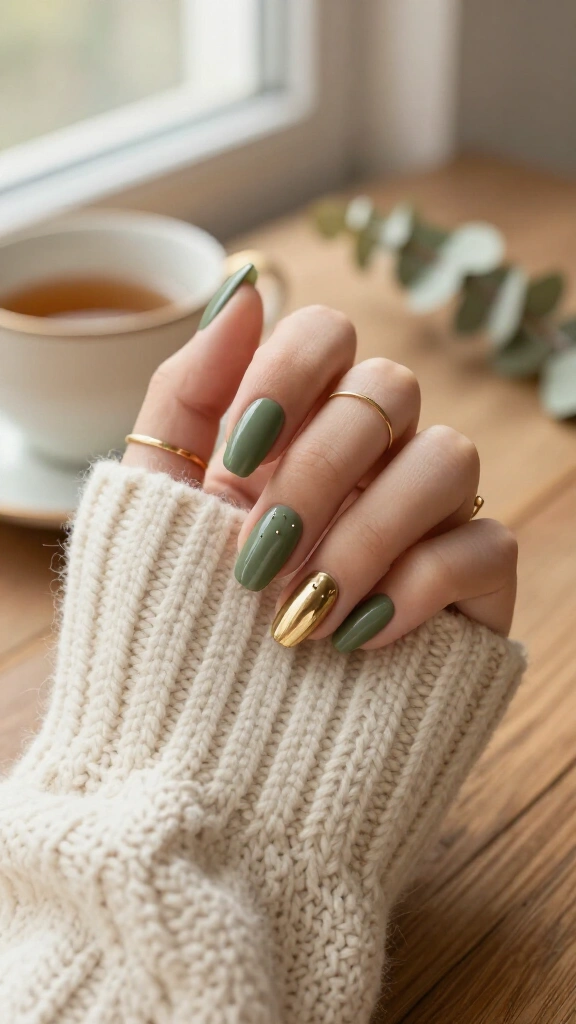 Matte Olive Green with Metallic Accents