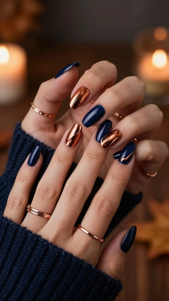 Midnight Navy with Molten Copper