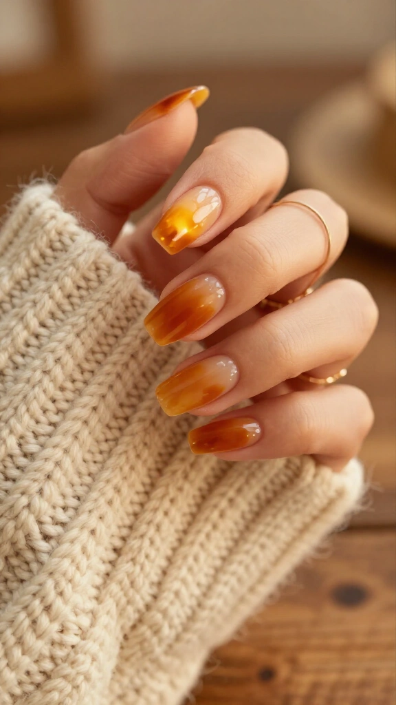 Honey Amber Jelly Coffin Acrylics